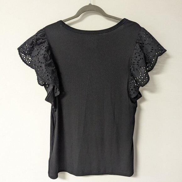GAP Ribbed Eyelet Flutter Sleeve T-Shirt - Picture 6 of 10